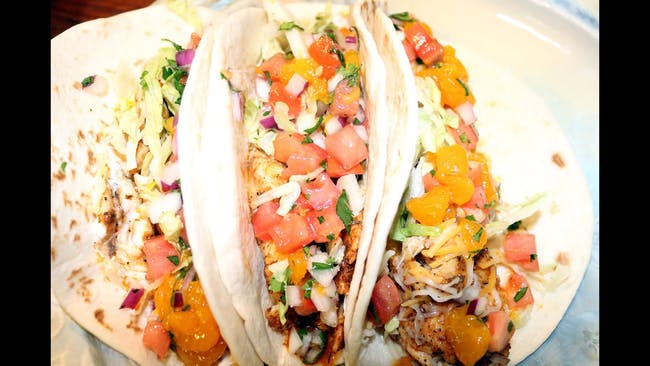 Grill Yellow tail Tacos _ Fridays Only from Santa Maria BBQ in Huntington Beach, CA