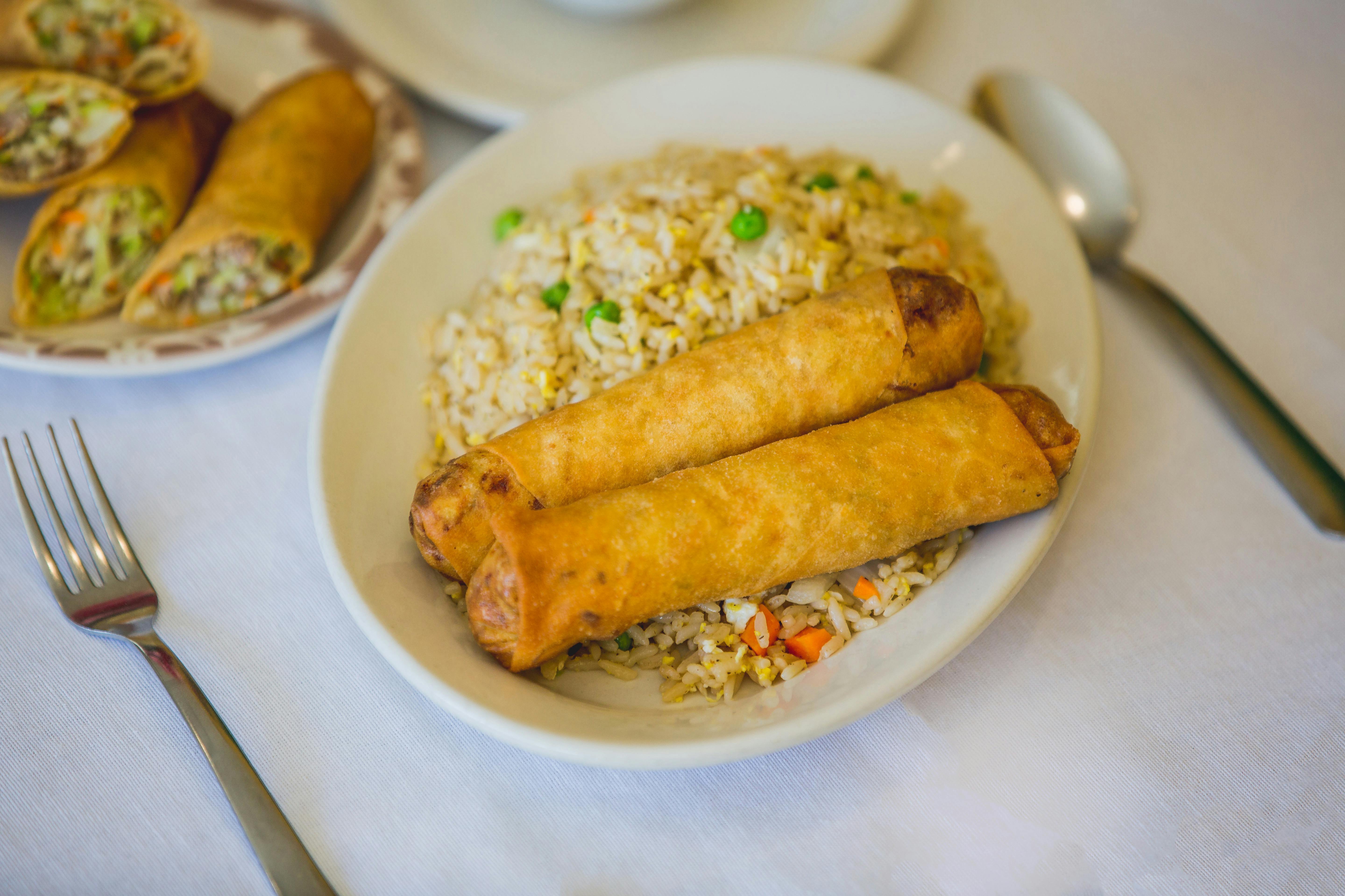14. Two Egg Rolls with Fried Rice from Hmong's Golden Egg Roll in La Crosse, WI