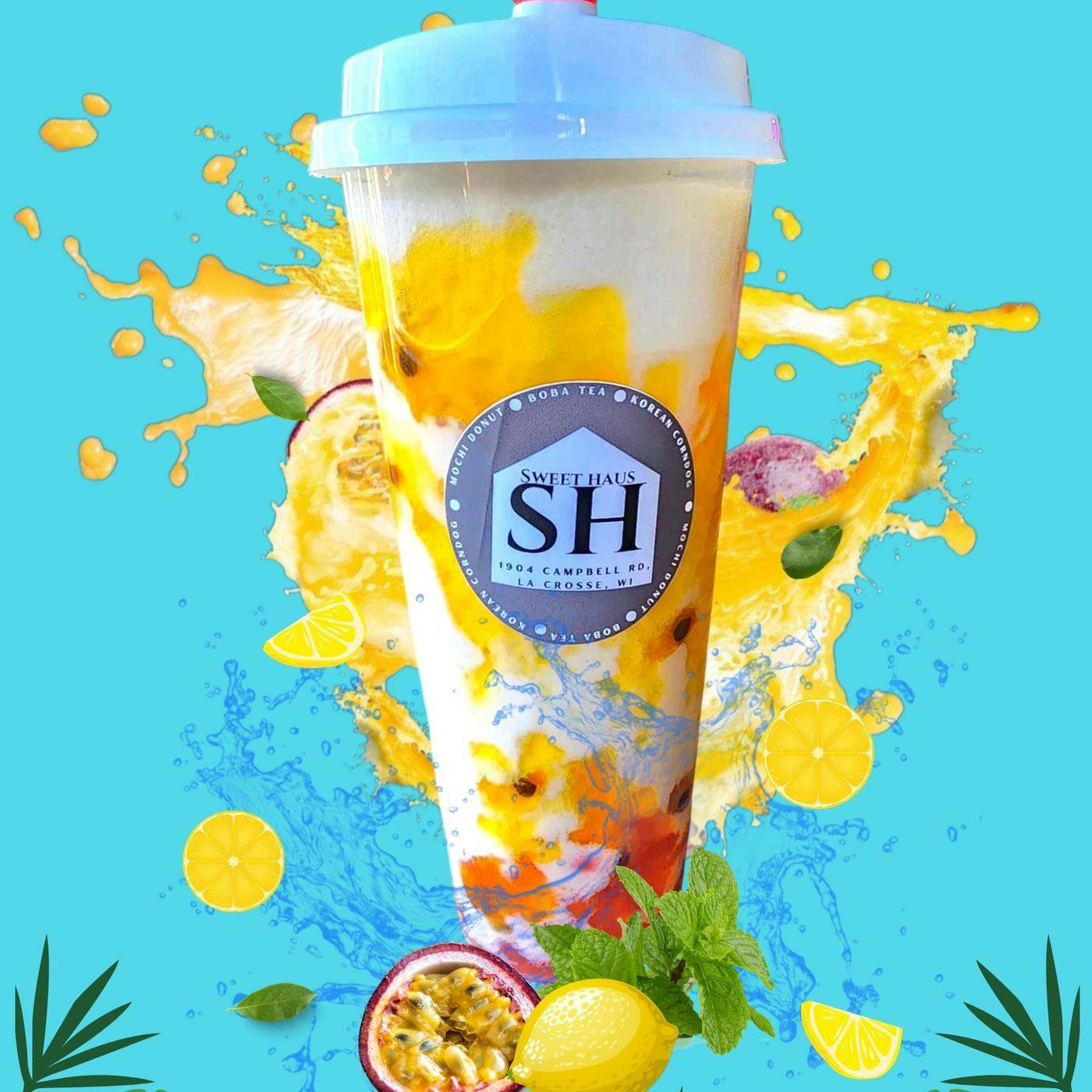 Passion fruit milk tea from Sweet Haus in La Crosse, WI