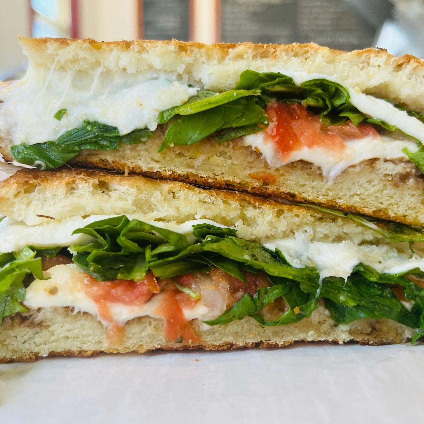 Grilled Cheese Special Panini- Bruschetta from Arrosto Delicatessen in Sheboygan, WI