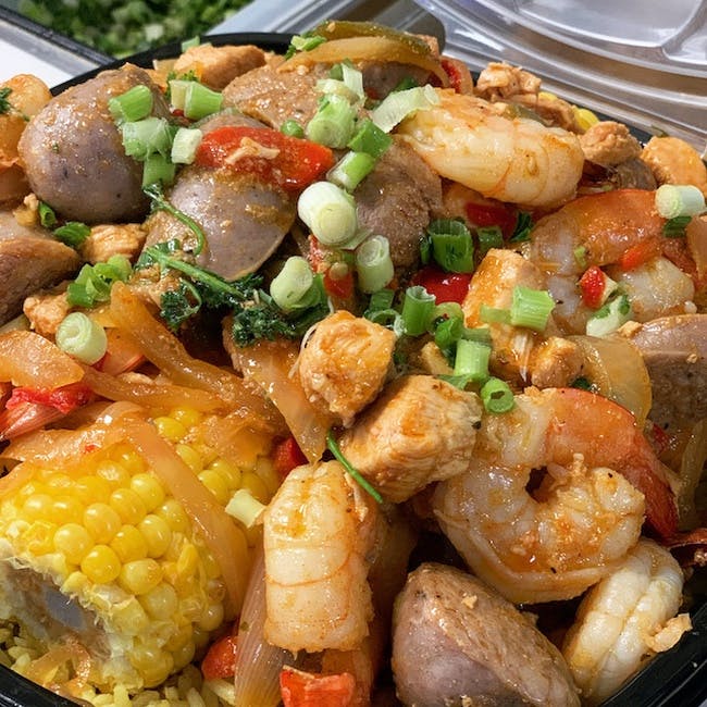 Shrimp, Chicken & Sausage Skillet from Bailey Seafood in Buffalo, NY