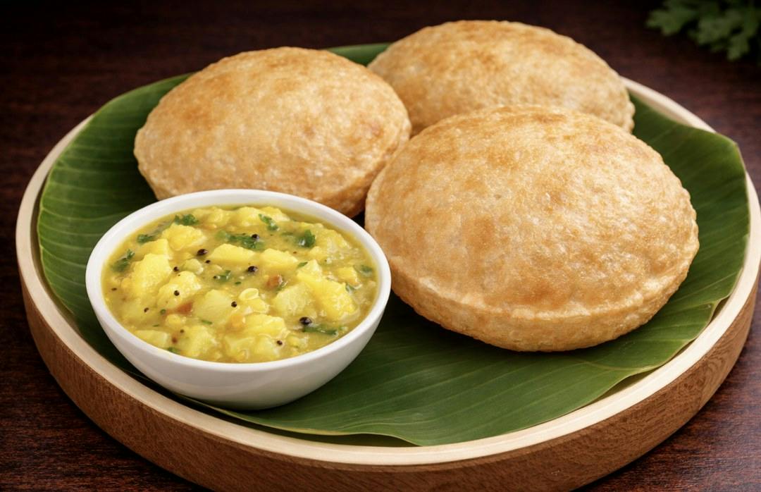 Poori with Potato Masala from Rock N Grill Indian Authentic Cuisine & Bar in Round Rock, TX