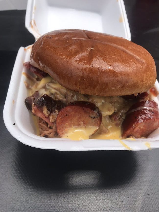 The Cheesy Porker from Santa Maria BBQ in Huntington Beach, CA