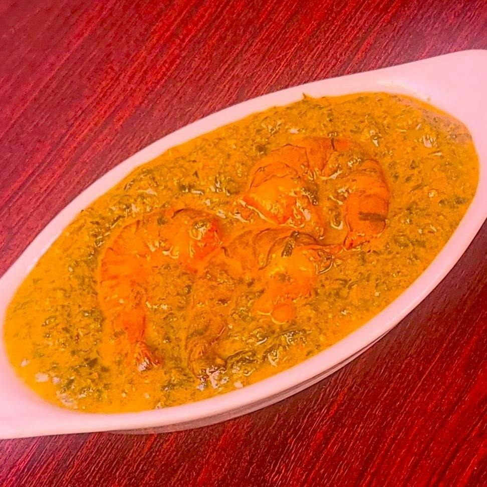 Shrimp Saag Curry from OM Indian Cuisine in San Francisco, CA