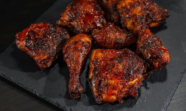 4 Piece Smoked Dark Chicken With Fries from Happy's Pizza in Whitehall, OH