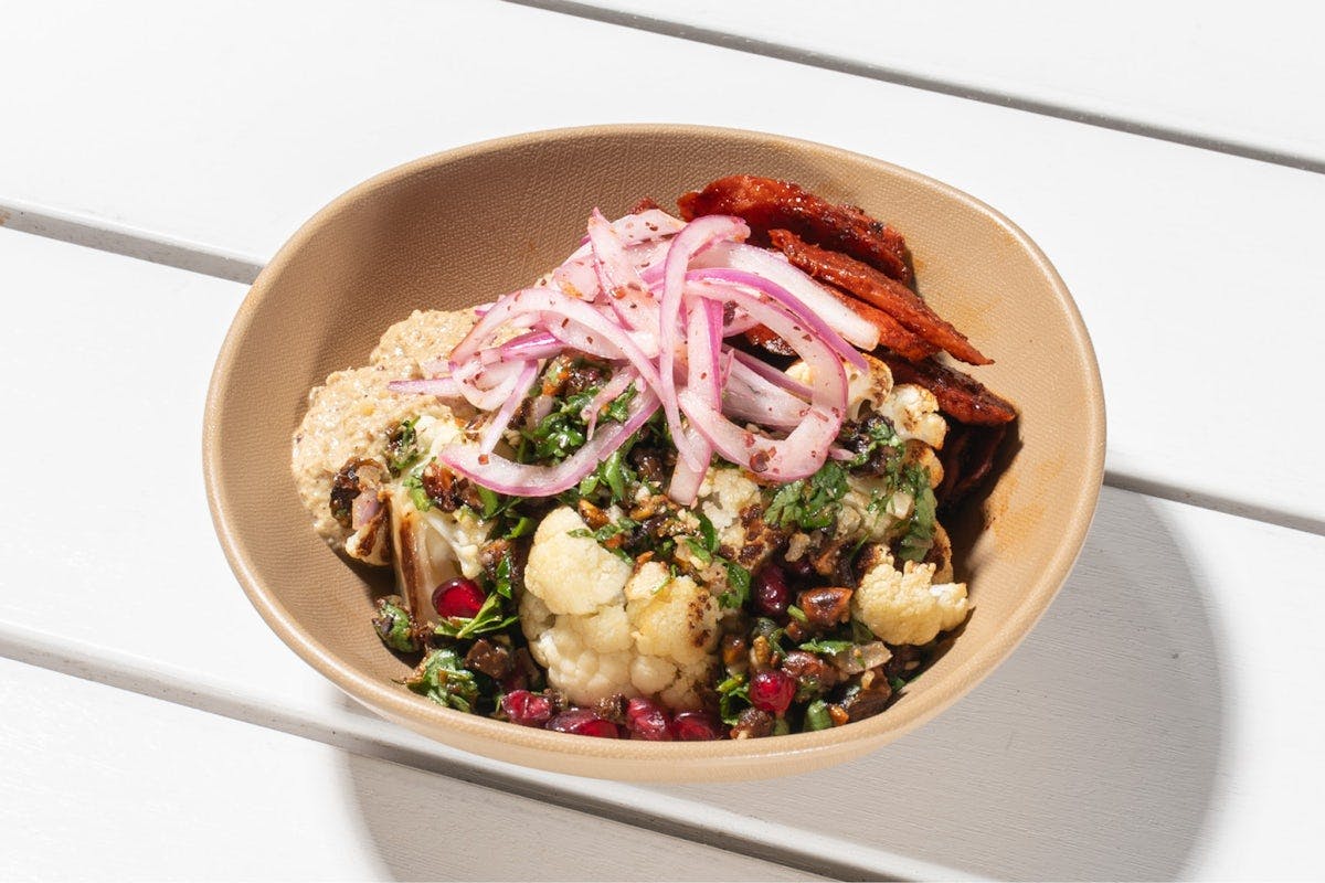 mediterranean cauliflower rice bowl from Bartaco - Hilldale in Madison, WI