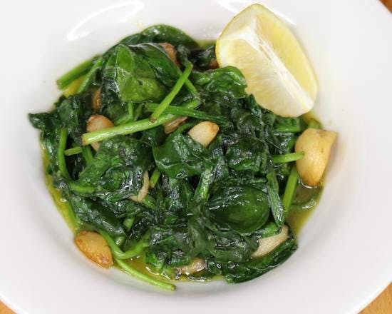 Sauteed Spinach Garlic Olio from Cantalini's Salerno Beach Restaurant - Playa del Rey in Los Angeles, CA