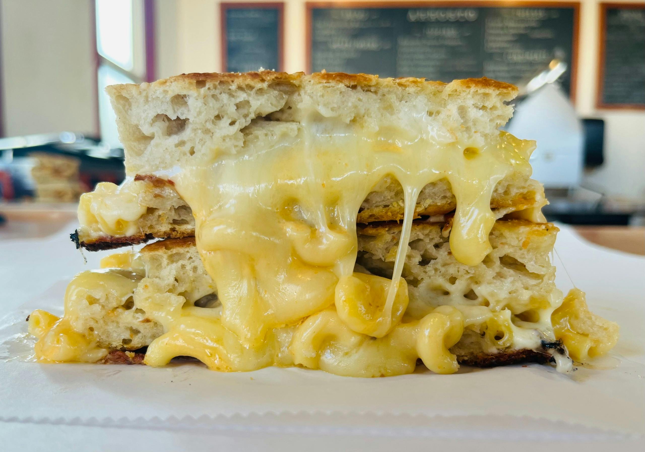 Grilled Cheese Special Panini-Mac & Cheese from Arrosto Delicatessen in Sheboygan, WI