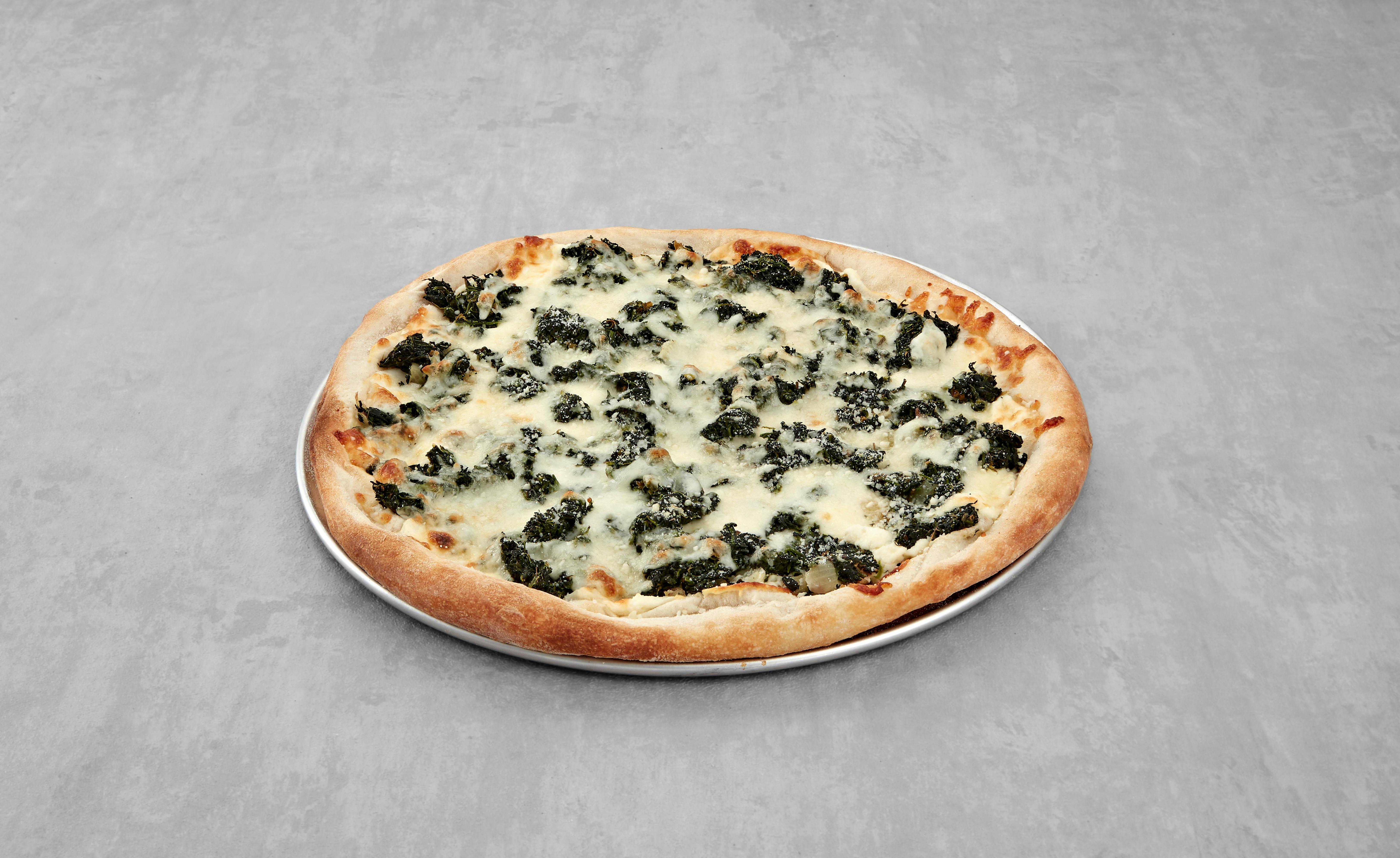 White Spinach Pizza Personal from Mario's Pizzeria in Seaford, NY