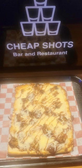 6 Cut Pulled Pork Pizza from Cheap Shots Bar and Restaurant in Olyphant, PA