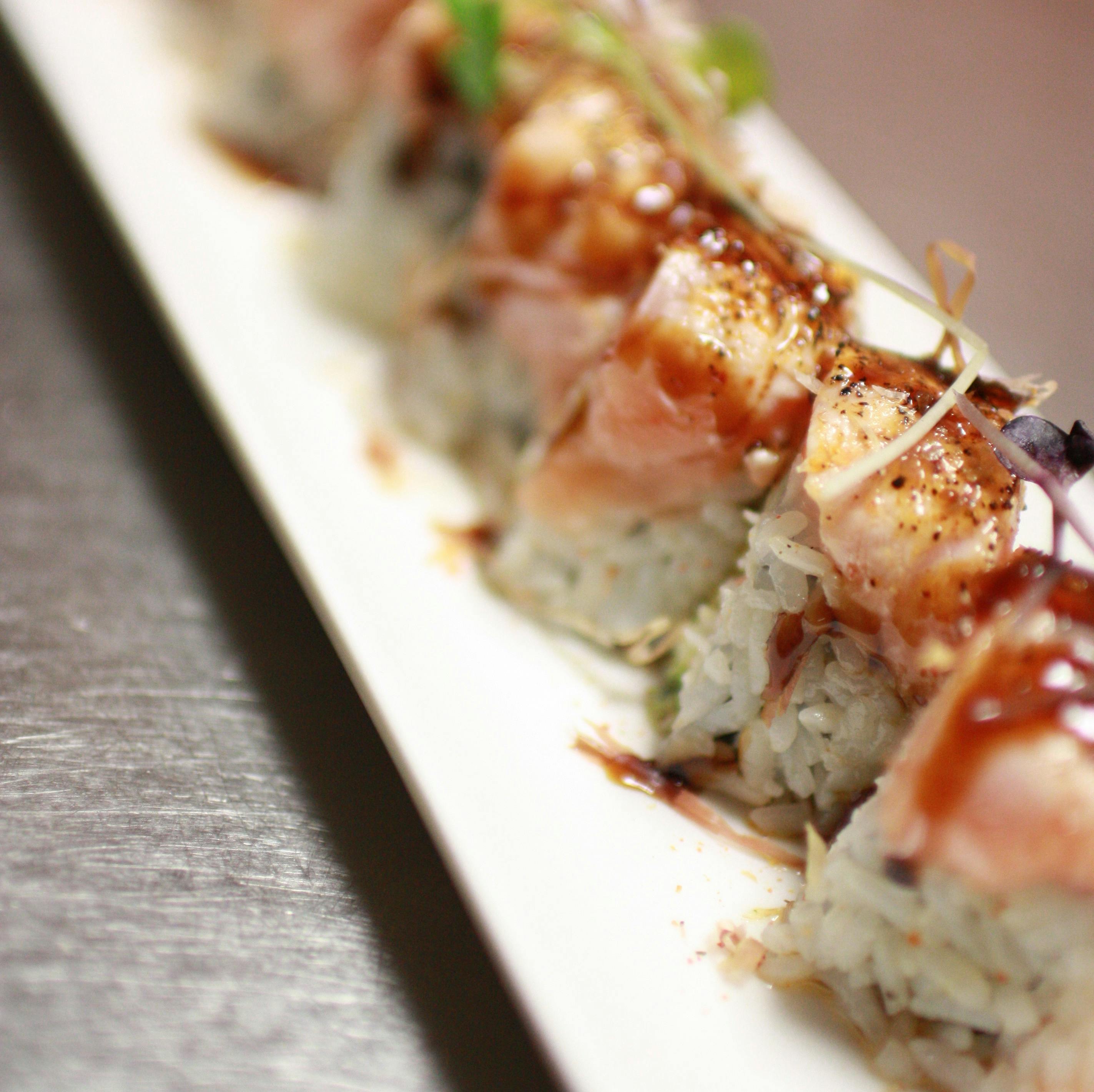 Torched Salmon Specialty Sushi Roll from Sequoia Ramen & Sushi Lounge in Madison, WI