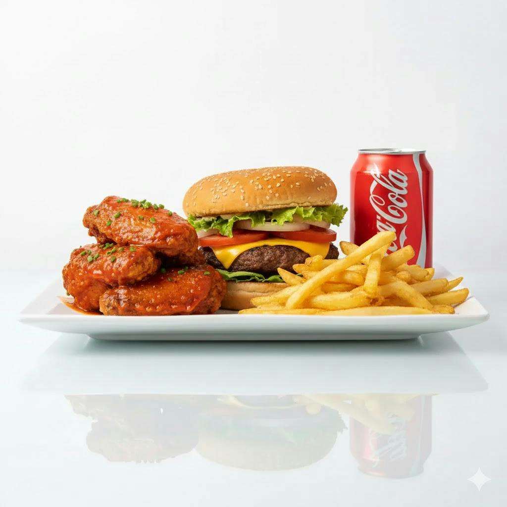 Mixed Wing &Burger Combo from HalalFlame - N Broad St in Meriden, CT