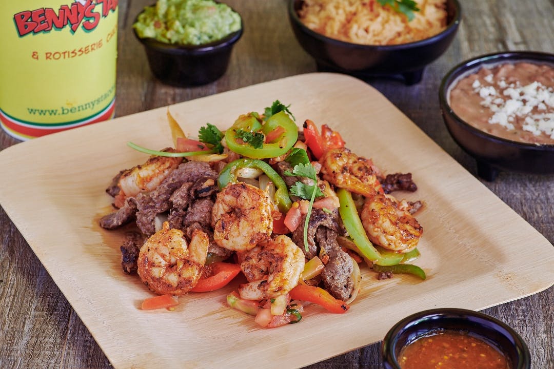 Grilled Steak & Shrimp Fajitas from Benny's Tacos - West Hollywood in Los Angeles, CA