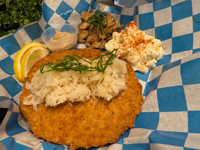Pork Schnitzel Plate from Old Munich Tavern in Wheeling, IL