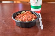 Spaghetti with Homemade Pasta Sauce from Johnny's Pizza Shop in Eau Claire, WI