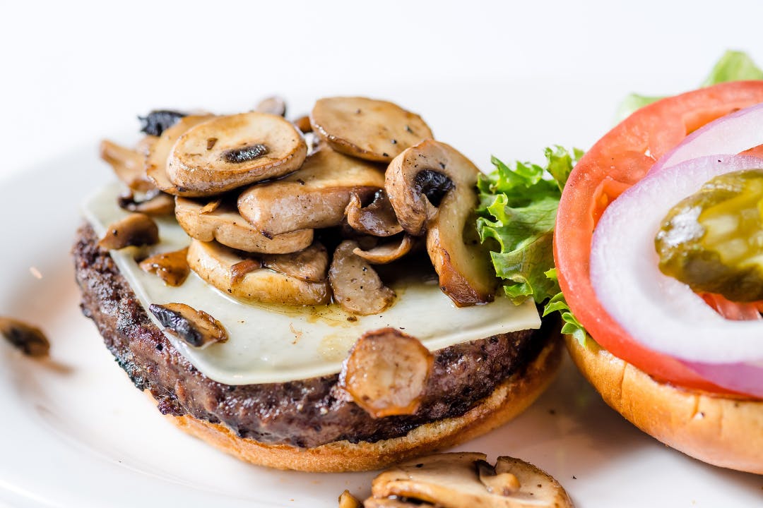 Mushroom Swiss Burger from The All American Steakhouse & Sports Theater in Parkville, MD