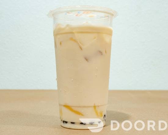 Pudding Caramel Ice Milk with Boba from Donahoo's Golden Chicken in Pomona, CA