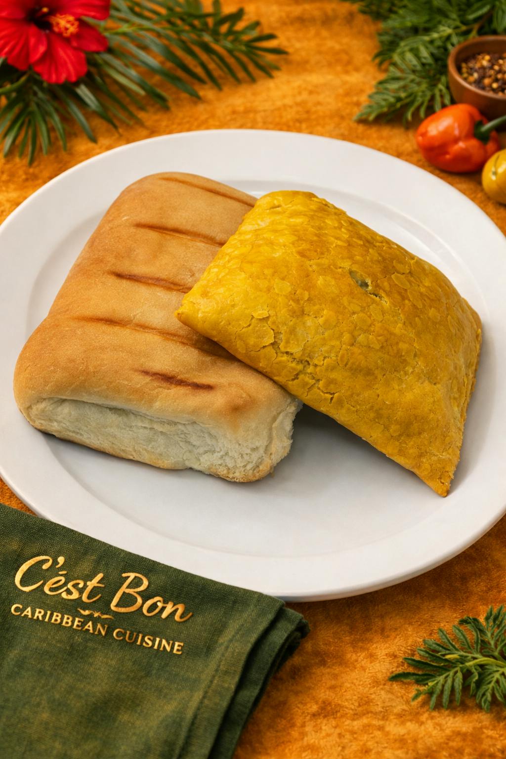 Coco Bread & Patty from C'est Bon Caribbean Creole Cuisine in Baytown, TX