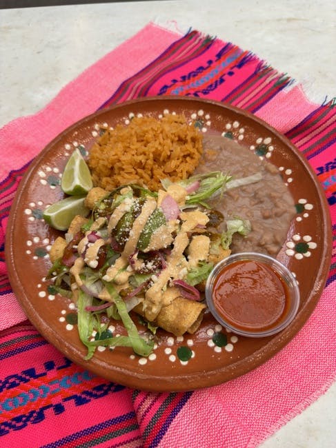 Taquito Plate from Cena Vegan - Whittier Brewing in Whittier, CA