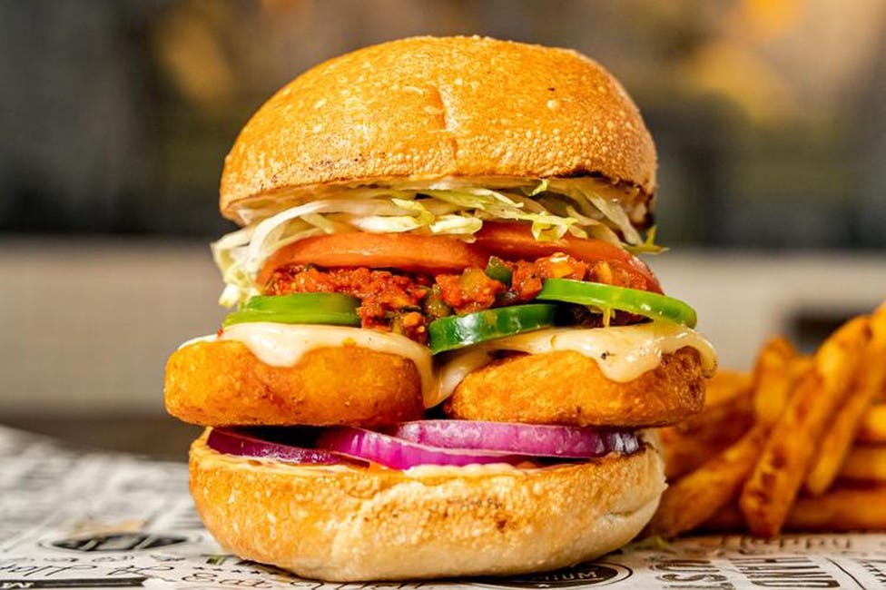 27.Aloo Tikki Burger. from 25 Burgers & Pizzas in New Brunswick, NJ