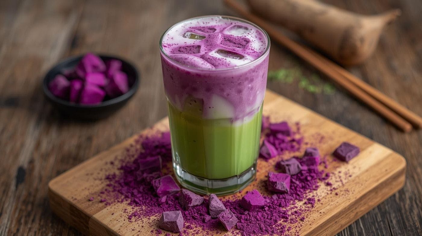 Ube Matcha Latte from Wild Roots in Schofield, WI