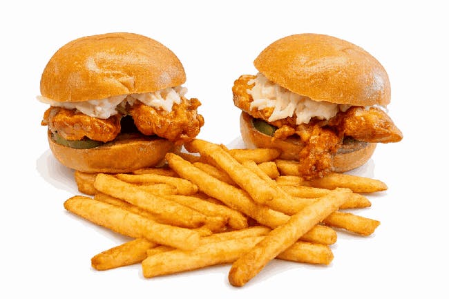 2 Chicken Strip Sandwich W/Fries. from Bullhorns Burger + Grill - North Broad St in Elizabeth, NJ