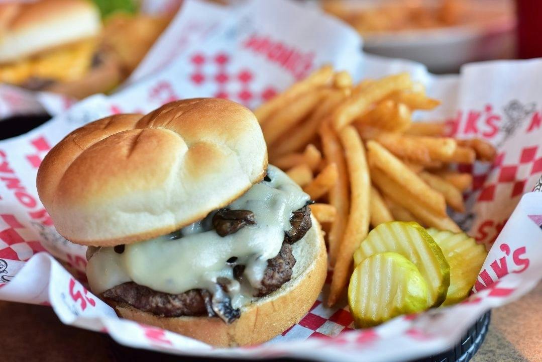 Mushroom & Swiss Burger from Monk's Bar & Grill - Middleton in Middleton, WI