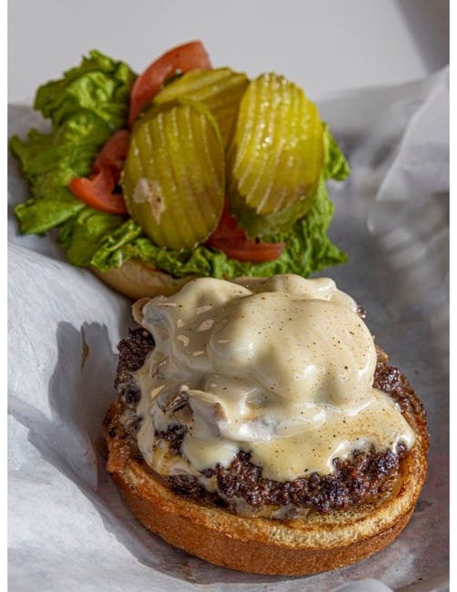 Shroom & Swiss Burger from Capo's Cheesesteak Hoagies & Grill - E Grand River Ave in East Lansing, MI