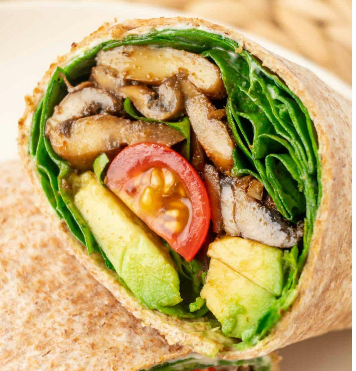 Portobello Marinated Wrap from Justveggiez in Madison, WI