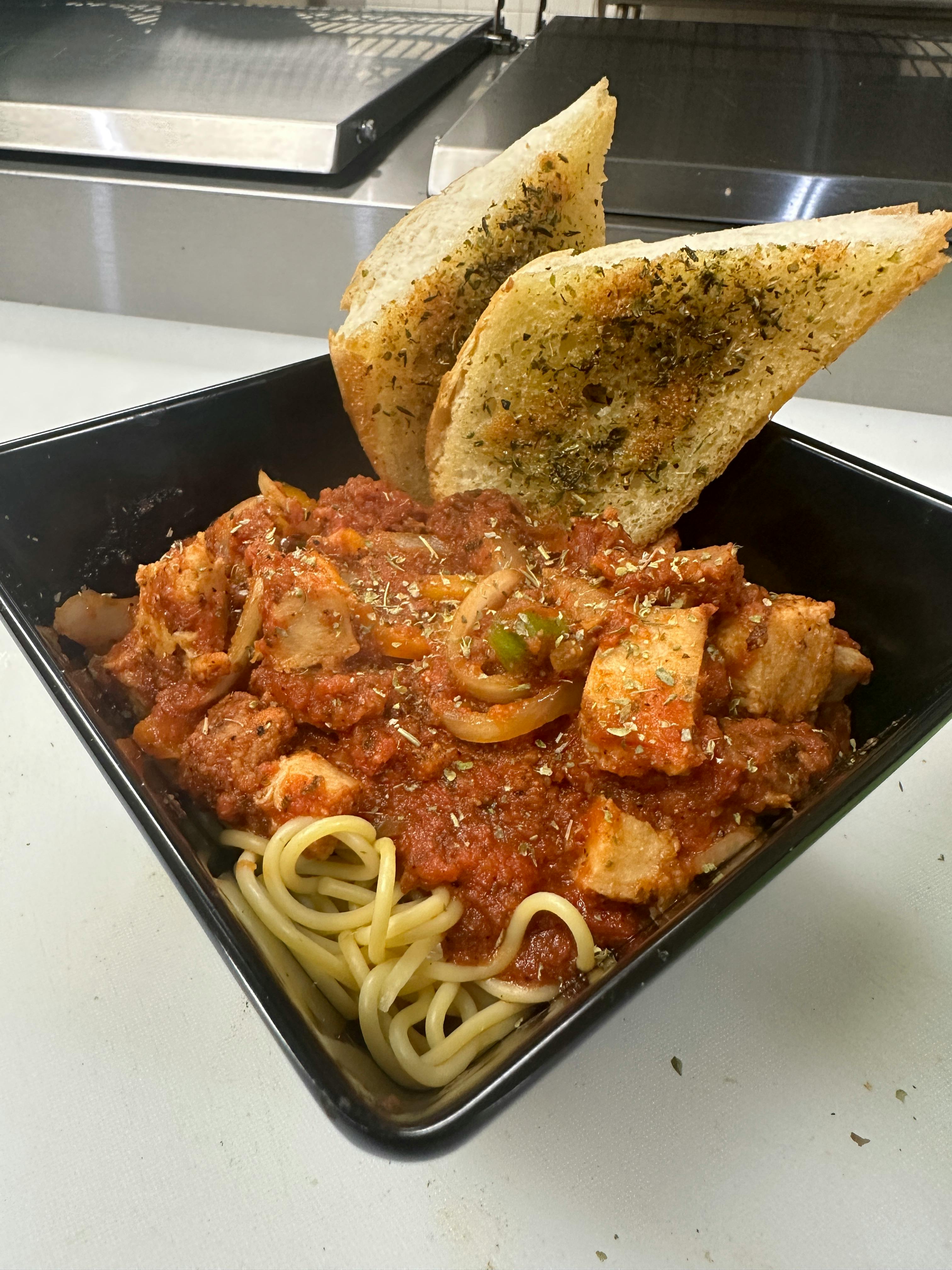 Just Beyond Chicken Pasta Dish from Justveggiez in Madison, WI