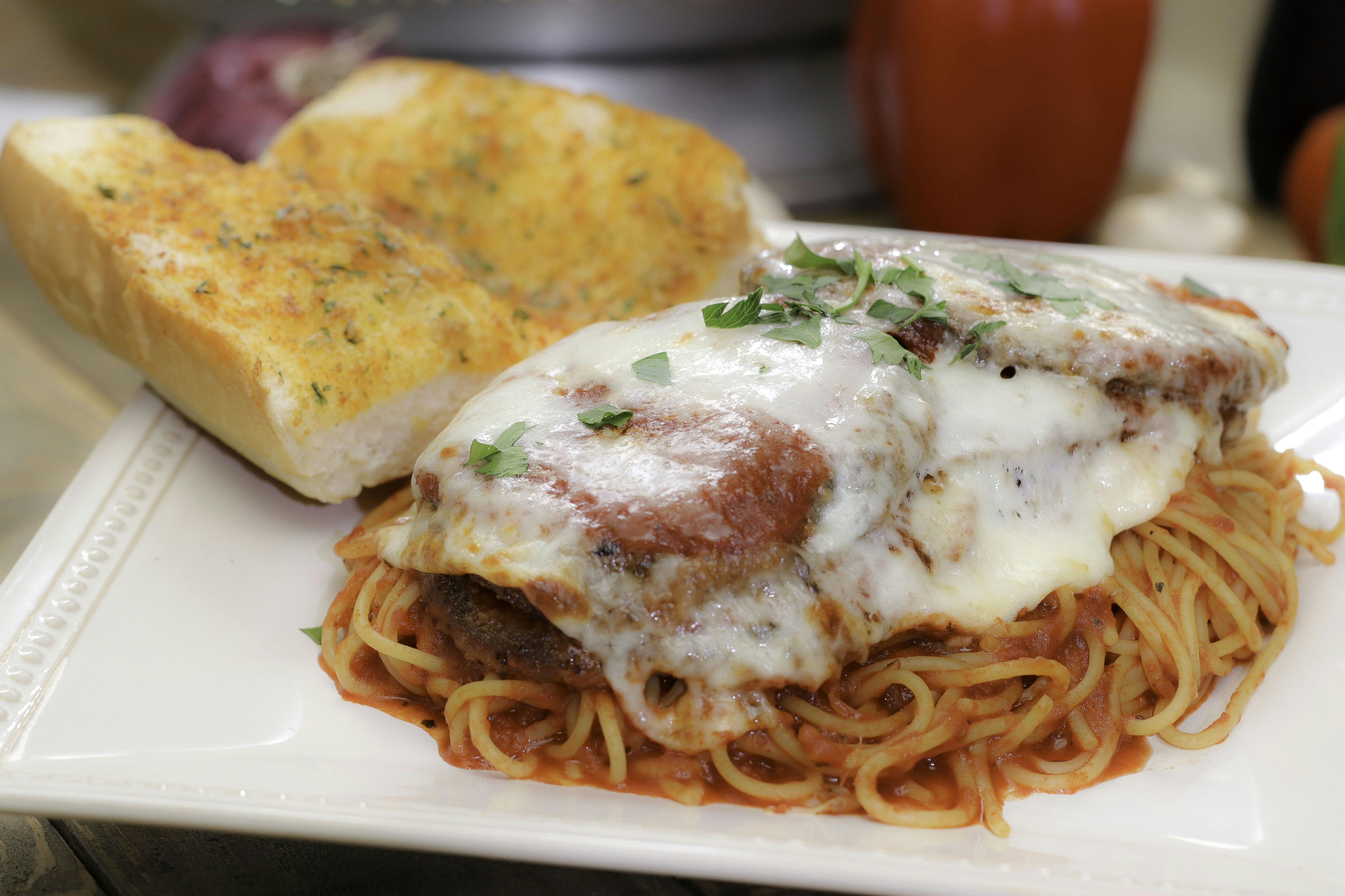 Chicken Parmigiana with Spaghetti (Lunch) from Ameci Pizza & Pasta - Lake Forest in Lake Forest, CA