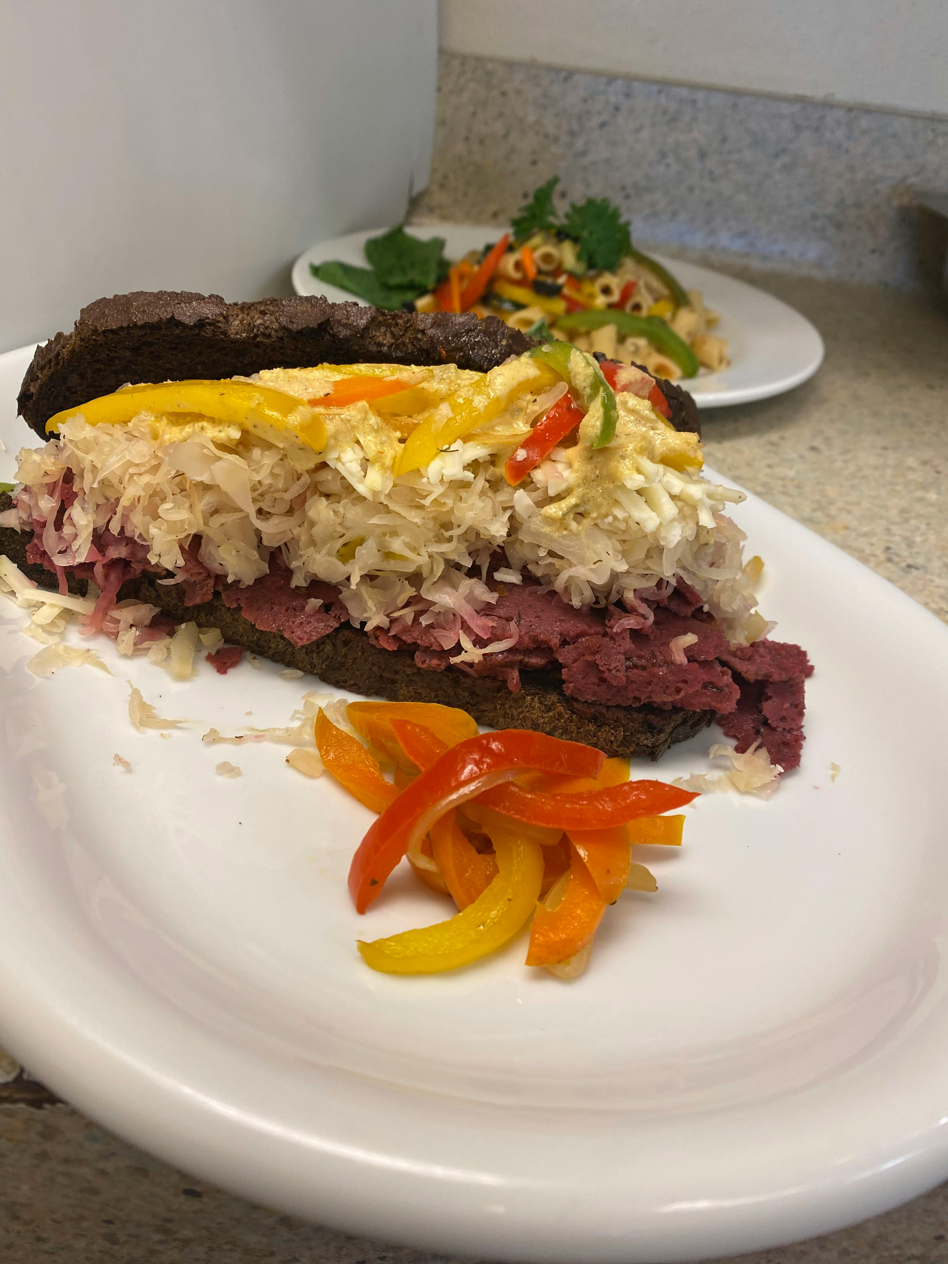 Vegan Reuben Sandwich from Justveggiez in Madison, WI