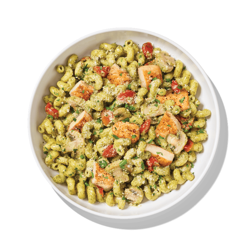 Basil Pesto Cavatappi with Chicken - 39 grams of protein, 570 calories  from Noodles & Company - Wausau Town Center in Wausau, WI