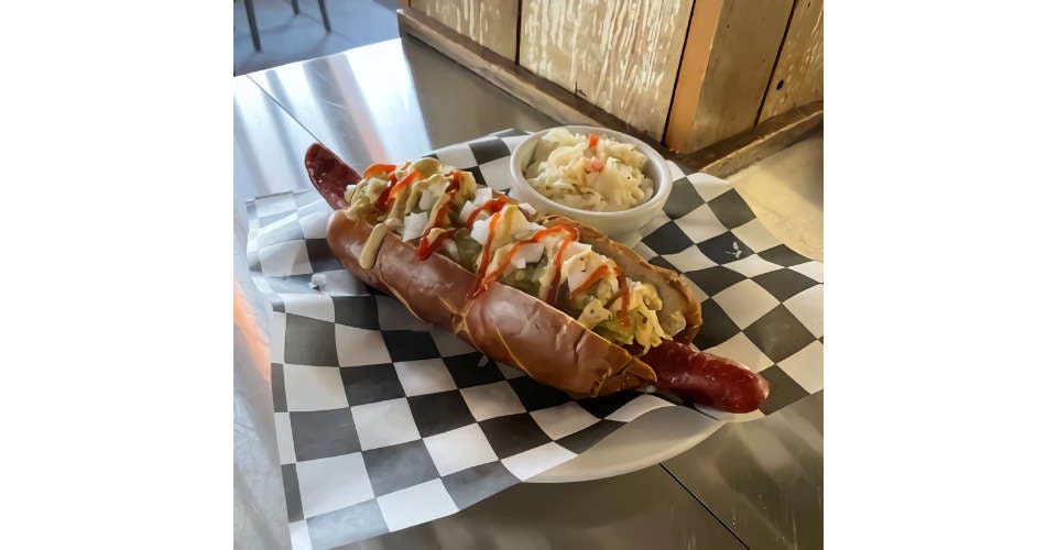 Smoked Frankfurter from 18 Hands Ale Haus in Fond du Lac, WI