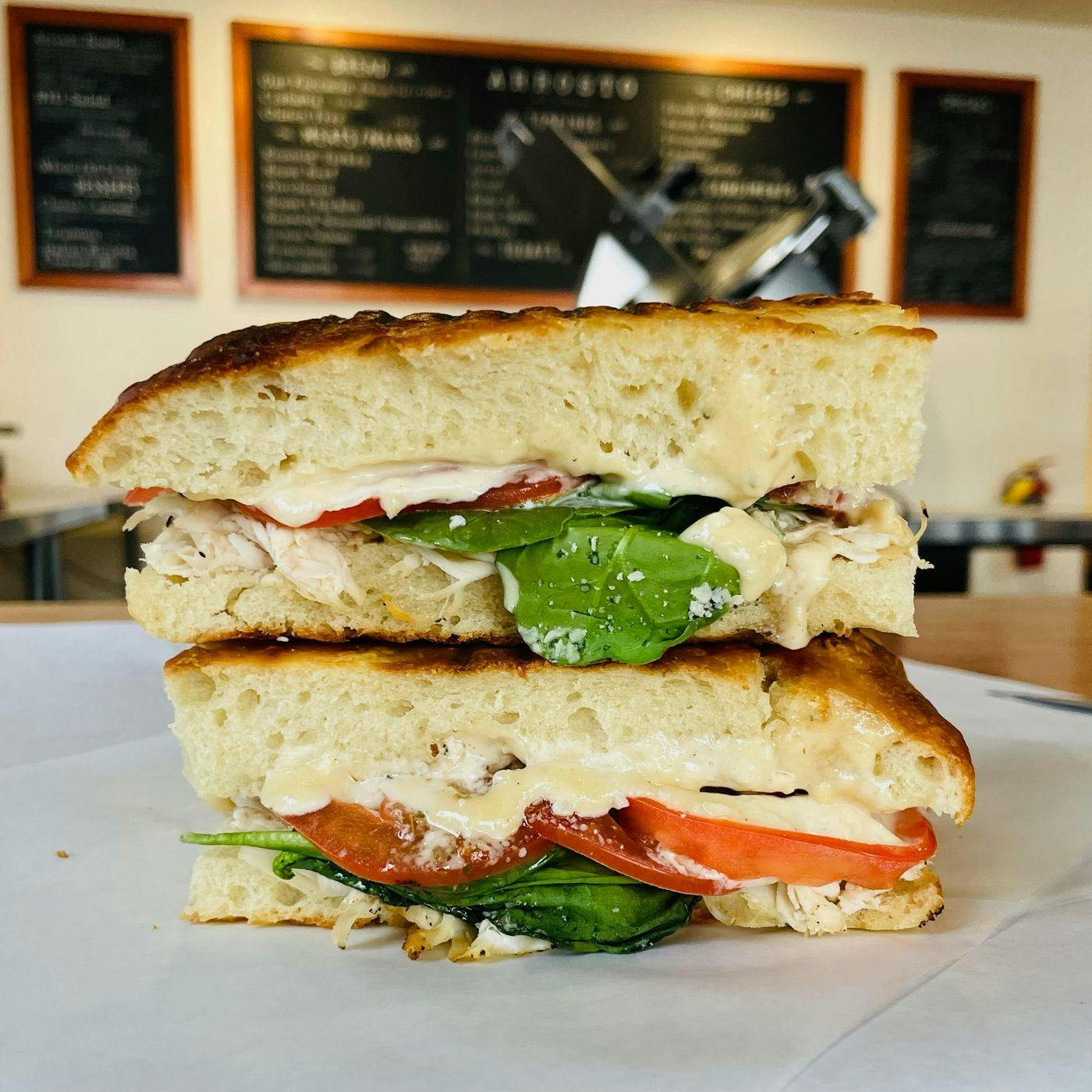 Special Panini- Caesar Chicken from Arrosto Delicatessen in Sheboygan, WI