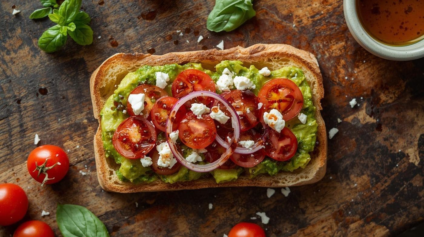 Greek Avocado Toast from Wild Roots in Schofield, WI
