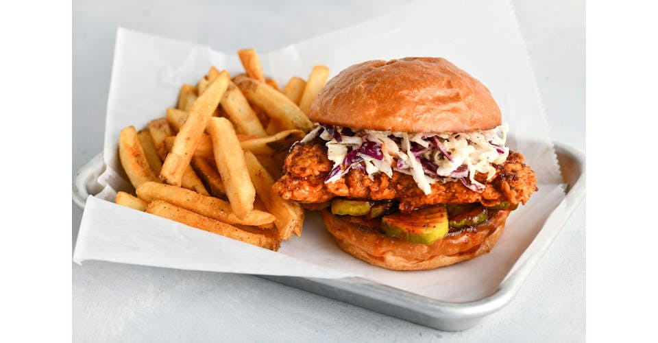 Nashville Hot Chicken Sandwich Combo Meal from Crispy Boys Chicken Shack - George St in La Crosse, WI