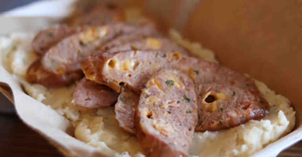 Bangers & Mash Stack from Dickey's Barbecue Pit: Dallas Forest Ln (TX-0008) in Dallas, TX