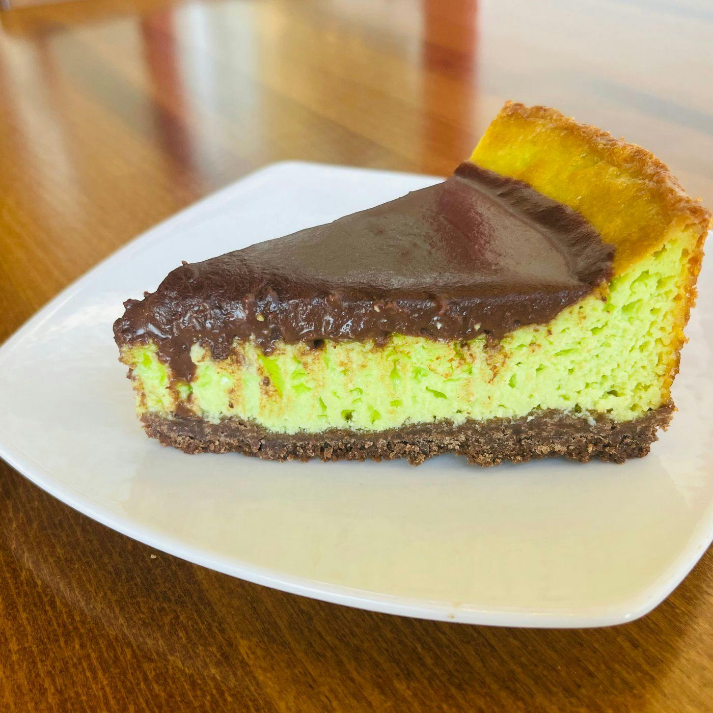 Grasshopper Cheesecake- Slice from Arrosto Delicatessen in Sheboygan, WI