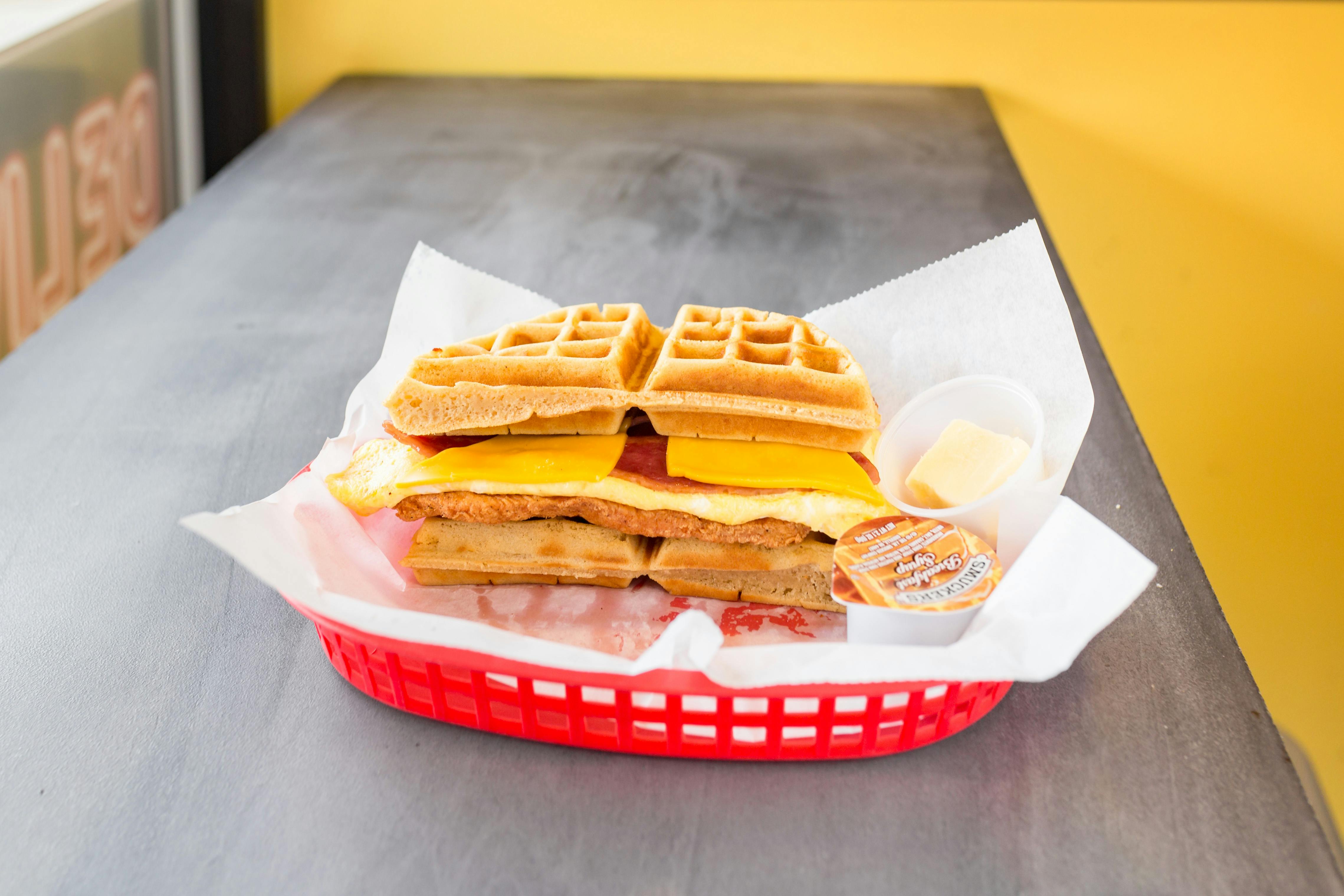 Chicken & Waffle Sandwich from Chubby's Cheesesteaks - Milwaukee, Eastside in Milwaukee, WI