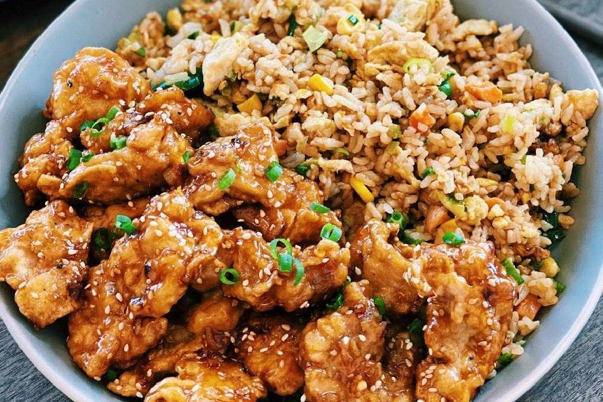 Sesame chicken/fried rices from Sweet Haus in La Crosse, WI