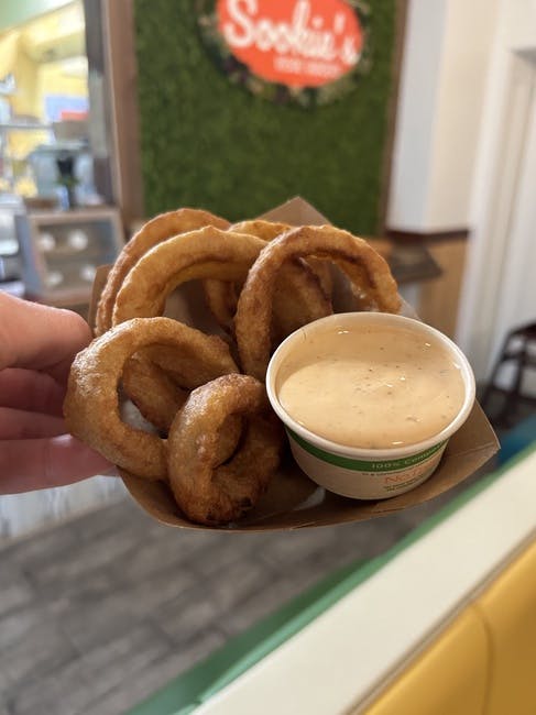 Onion rings from Sookie?s Veggie Burgers in Madison, WI