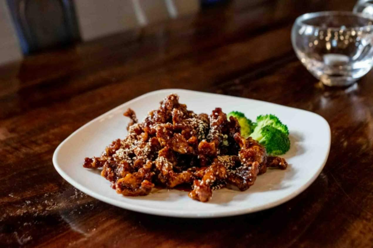 Spicy Sesame Beef from Evergreen Restaurant in Ann Arbor, MI