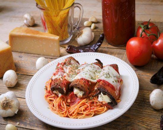Eggplant Parmigiana with Spaghetti from Ameci Pizza & Pasta - Lake Forest in Lake Forest, CA