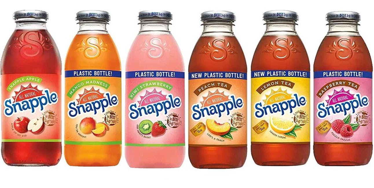 Snapple. from 25 Burgers & Pizzas in New Brunswick, NJ