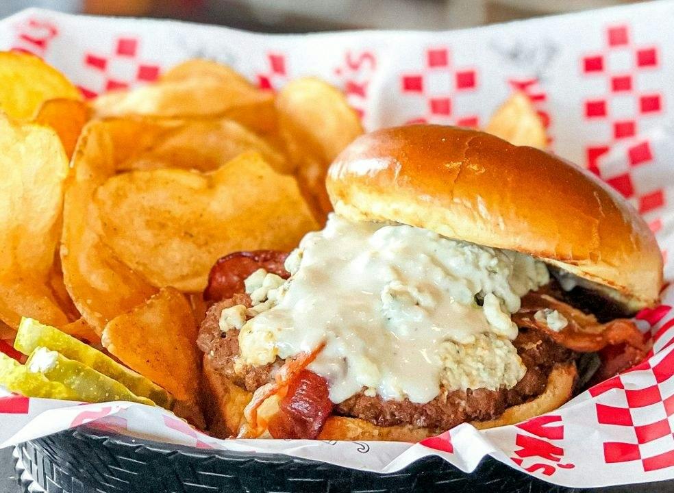 Black & Bleu Burger from Monk's Bar & Grill - Middleton in Middleton, WI