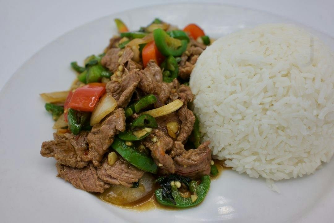 Pad Kra Prow from Thai Kitchen in Ames, IA