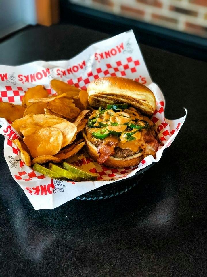 Jalapeno Bacon Burger from Monk's Bar & Grill - Middleton in Middleton, WI
