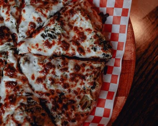 Popeye pizza from Inga's Alpine Tavern in Denver, CO