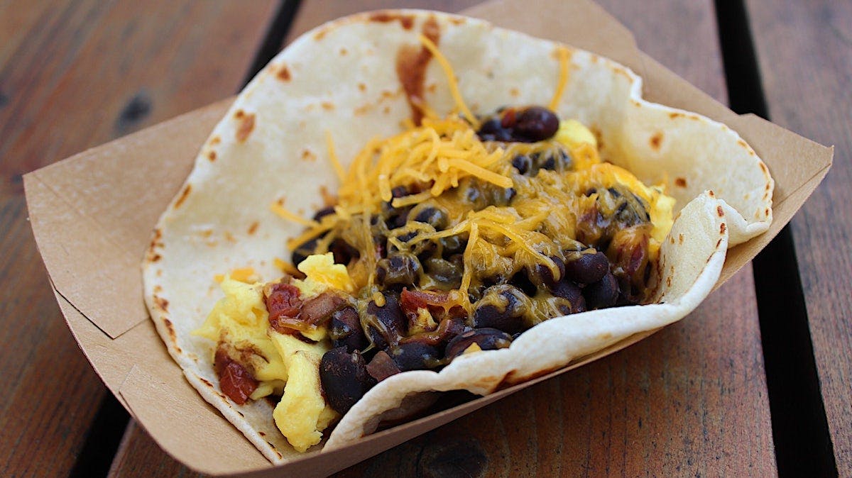 Black Bean, Egg & Cheese Taco from Rusty Taco - Lawrence in Lawrence, KS